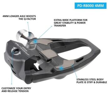 SHIMANO PD-R8000 Ultegra SPD-SL Road pedals, carbon, 4mm longer axle 