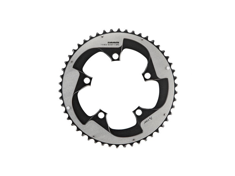 SRAM Chain Ring Road Rival22 X-glide R 50t Yaw 11 Speed S3 Hiddenbolt/Non-hidden Bolt 110 Alum 5mm Silver BB30 Or Gxp (50-34) Black 11spd 50t click to zoom image