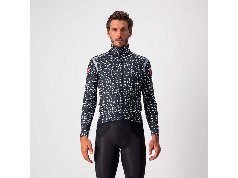 Castelli Perfetto RoS Long Sleeve Jacket - Limited Edition Prints Savile Blue/Light Gray-Micro Flowers click to zoom image