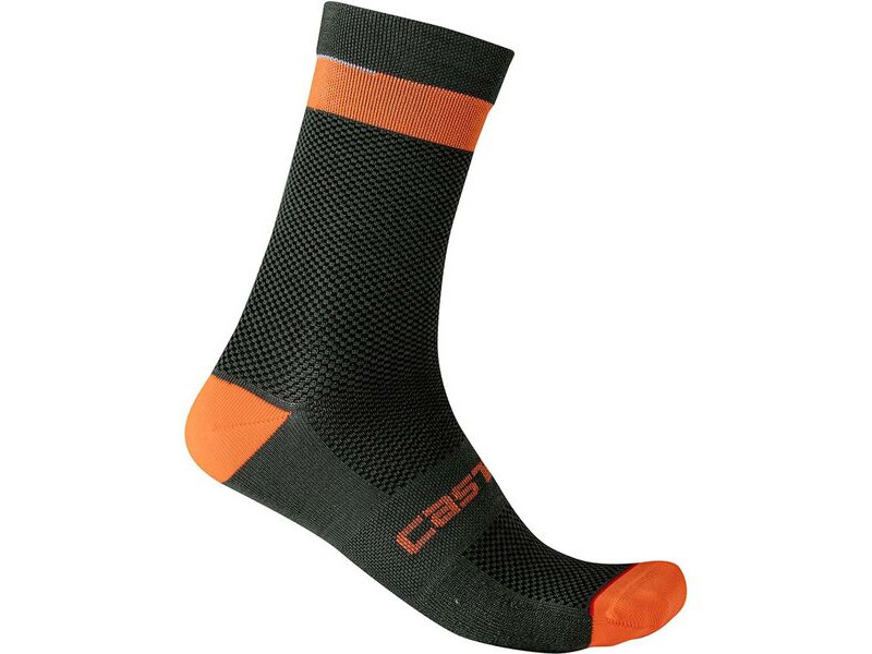 Castelli Alpha 18 Socks Military Green/Fiery Red click to zoom image