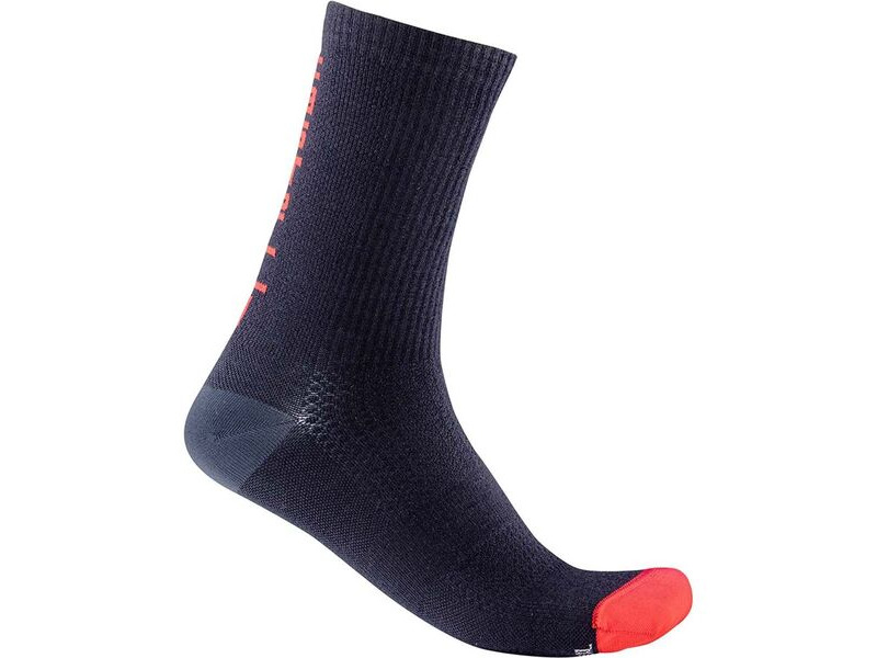 Castelli Bandito Wool 18 Socks Savile Blue/Red click to zoom image